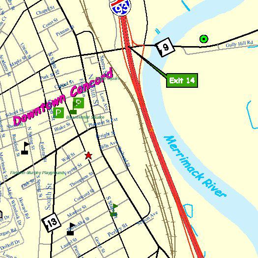 Map of directions to NHDS, downtown Concord, NH